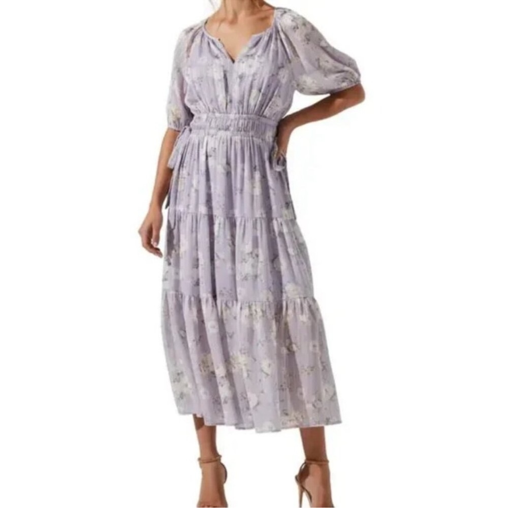 Astr Lavender Floral Midi Dress